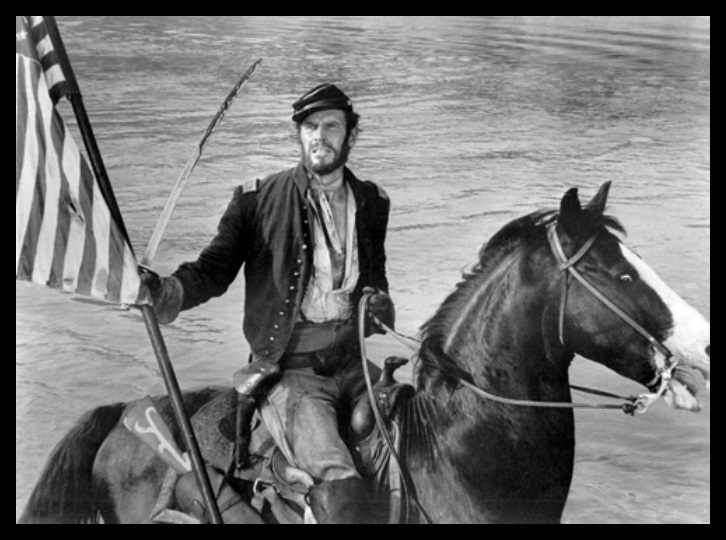 Charlton Heston as Maj. Dundee on Horseback with M1860 Light Cavalry Sabre & Guidon (MAJOR DUNDEE) (2)-Edited Image.jpg