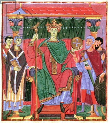 Ms Cim.4453 f.42r Holy Roman Emperor Otto III Enthroned (980-1002), c.998 (vellum).jpg