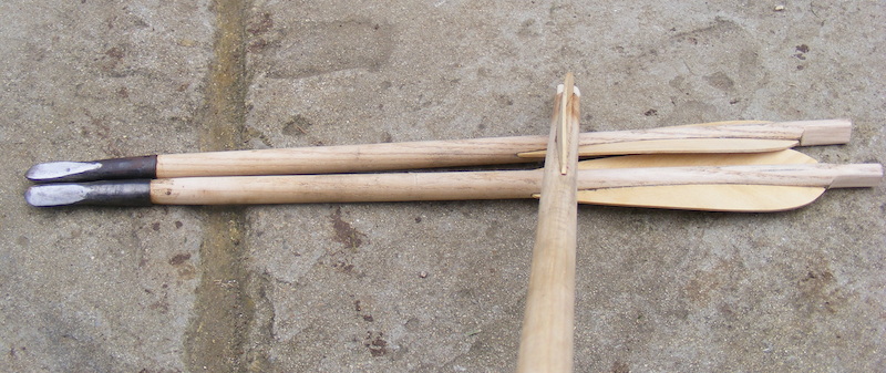 wood fletched bolts showing curve .JPG